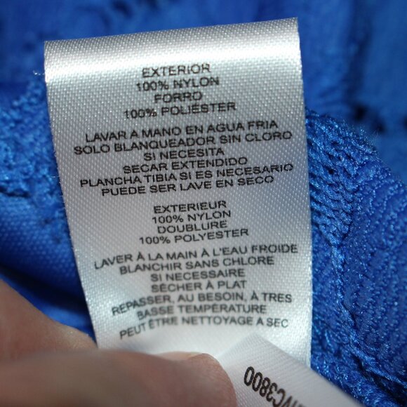 J Howard Blue Floral Lace Overlay Dress Size 16 V-Neck with Ruffled Sleeves - Picture 5 of 11